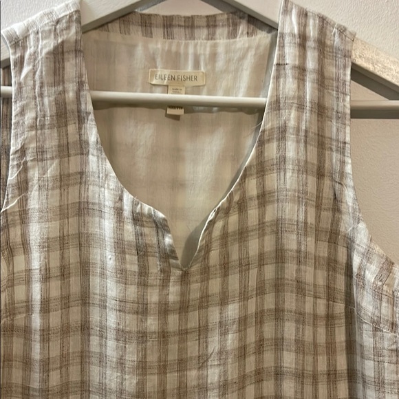 EILEEN FISHER Organic Linen Gingham Check Shift Dress Size XXS - Picture 4 of 8